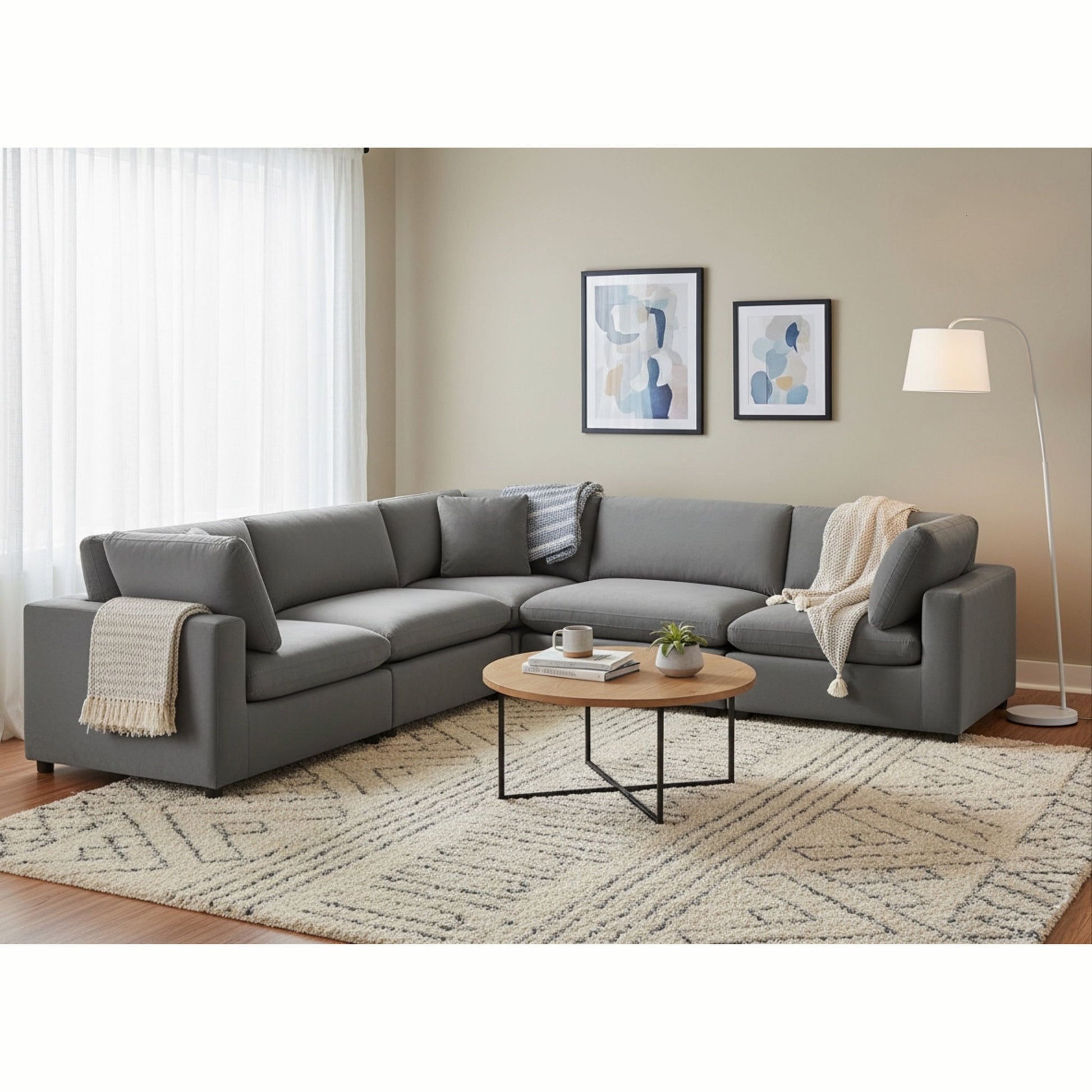 Caylie - Modular 5 Piece Sectional - Charcoal Home Essentials
