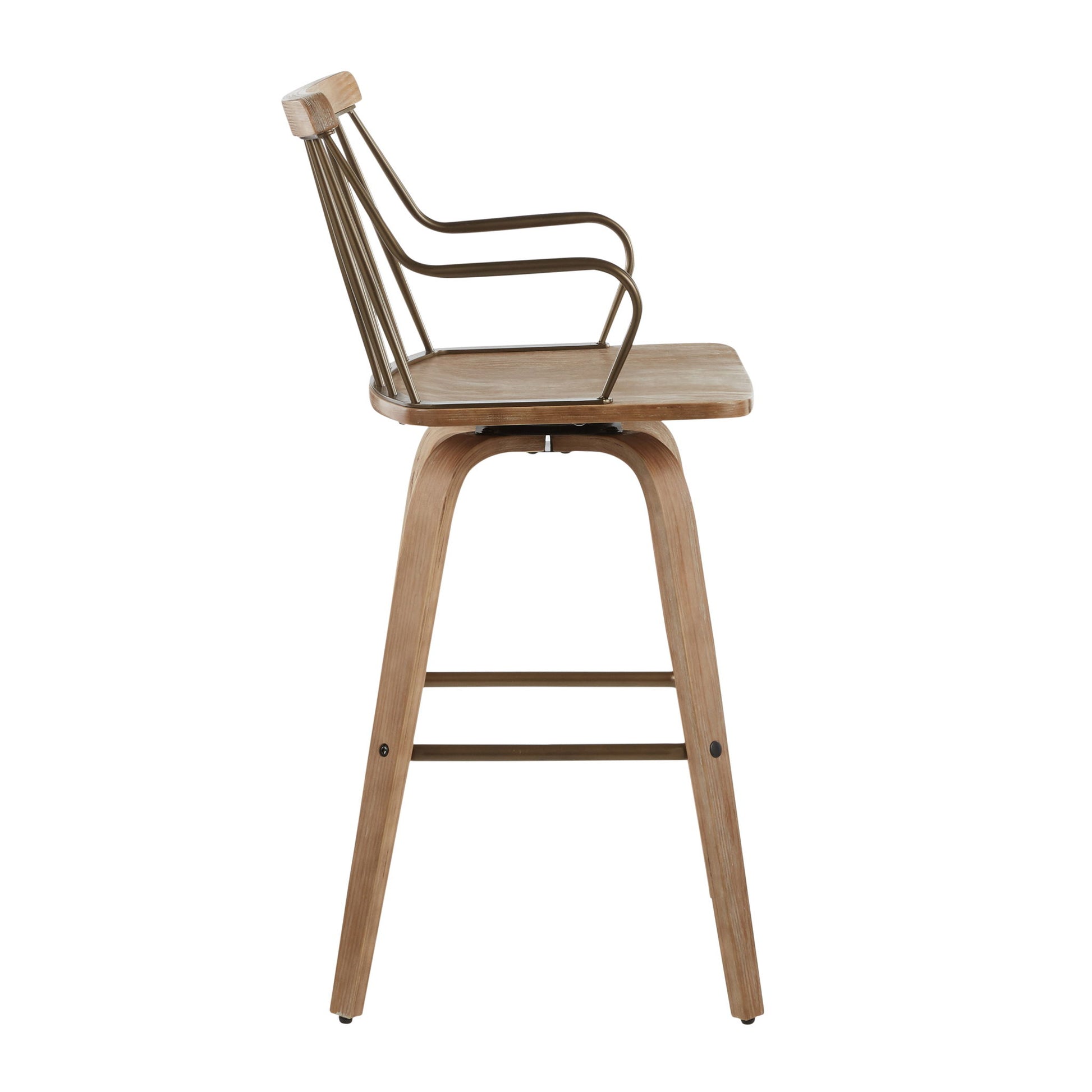 Preston - Farmhouse Counter Stool - White Washed / Antique Copper Lumi Source