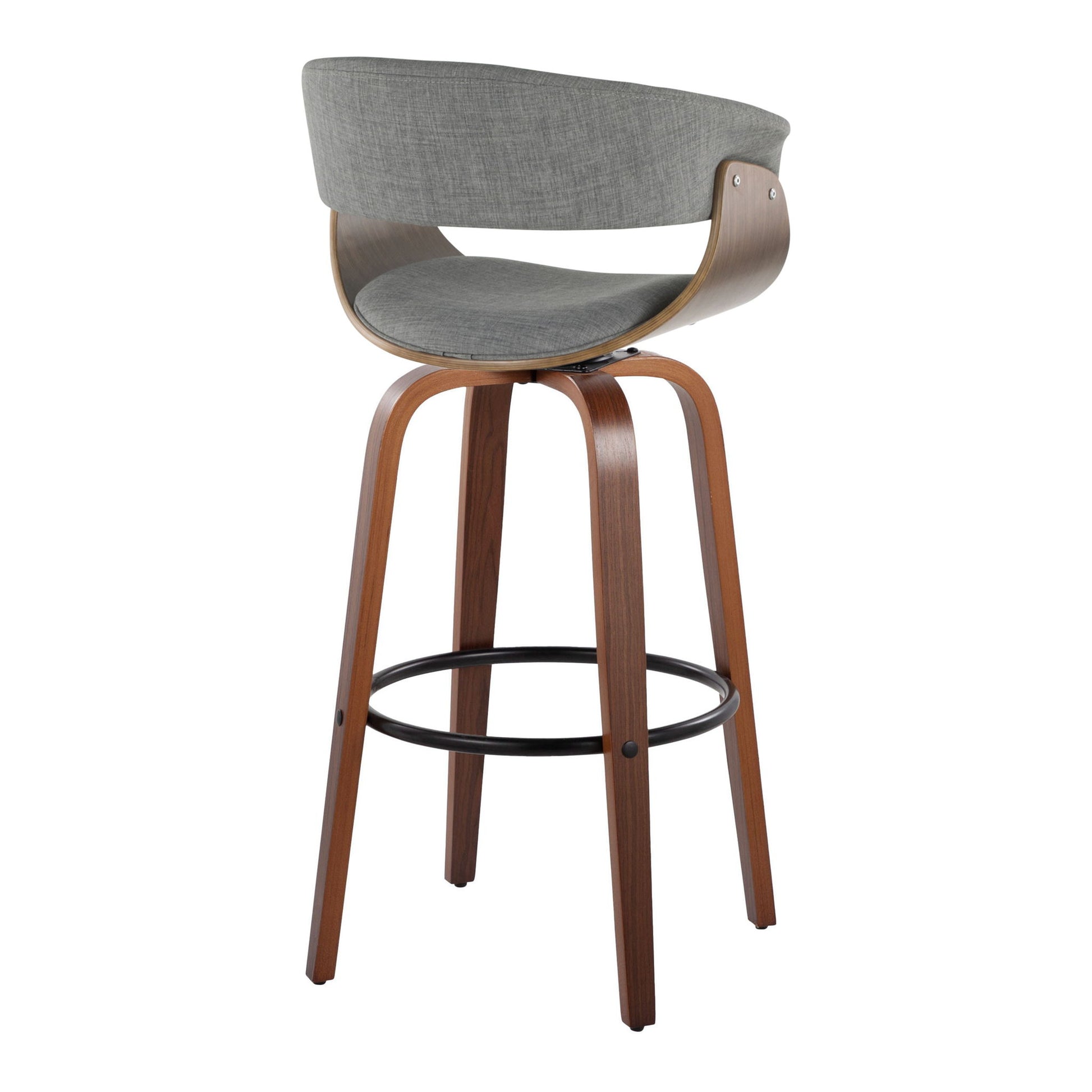 Vintage Mod - Mid Century Modern Fixed Height Barstool With Swivel & Round Footrest (Set of 2) Lumi Source