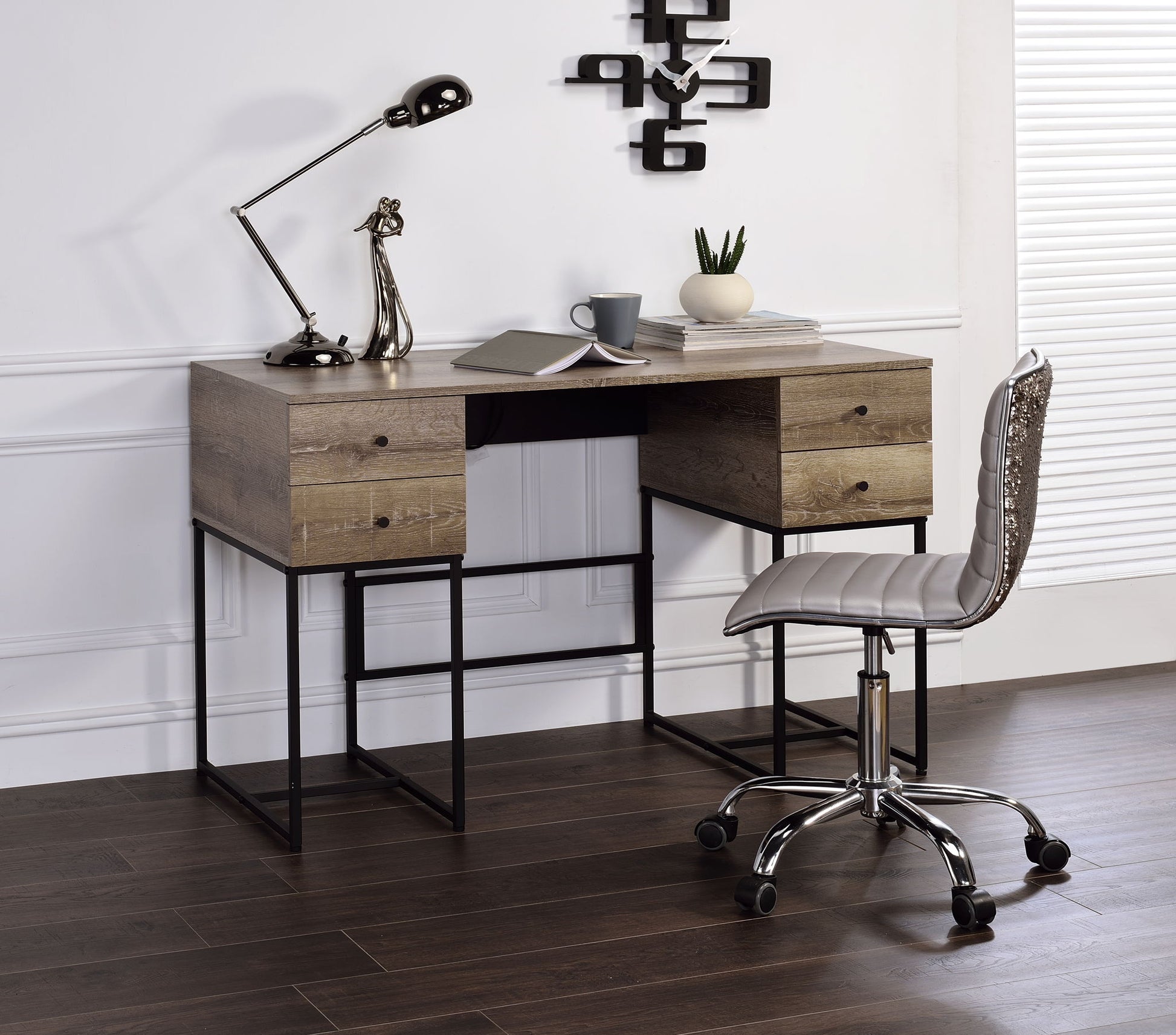 Desirre - Wirting Desk With USB Port - Oak Acme