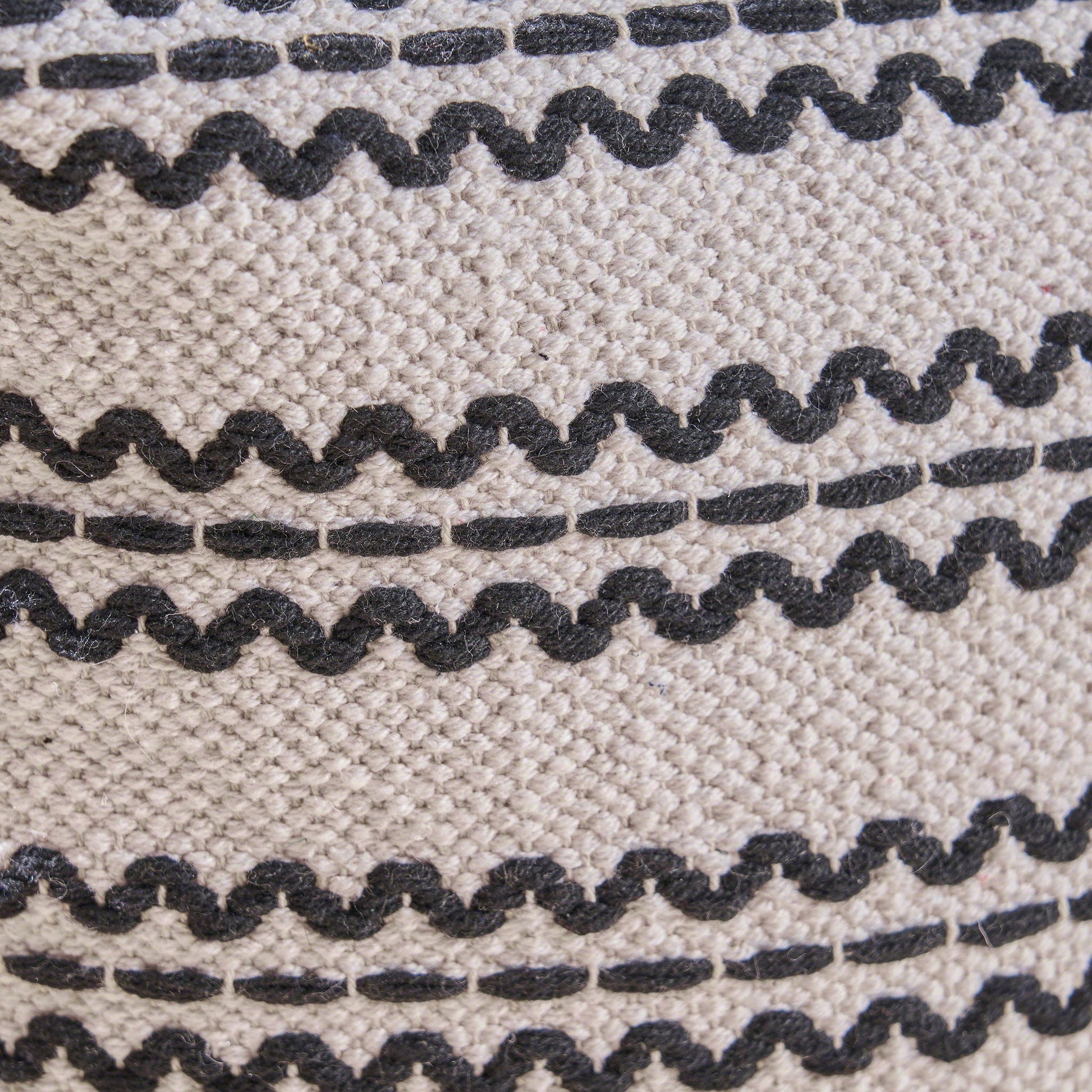 Lani - Handcrafted Fabric Pouf, Durable Cotton Square - Natural / Black Home Essentials