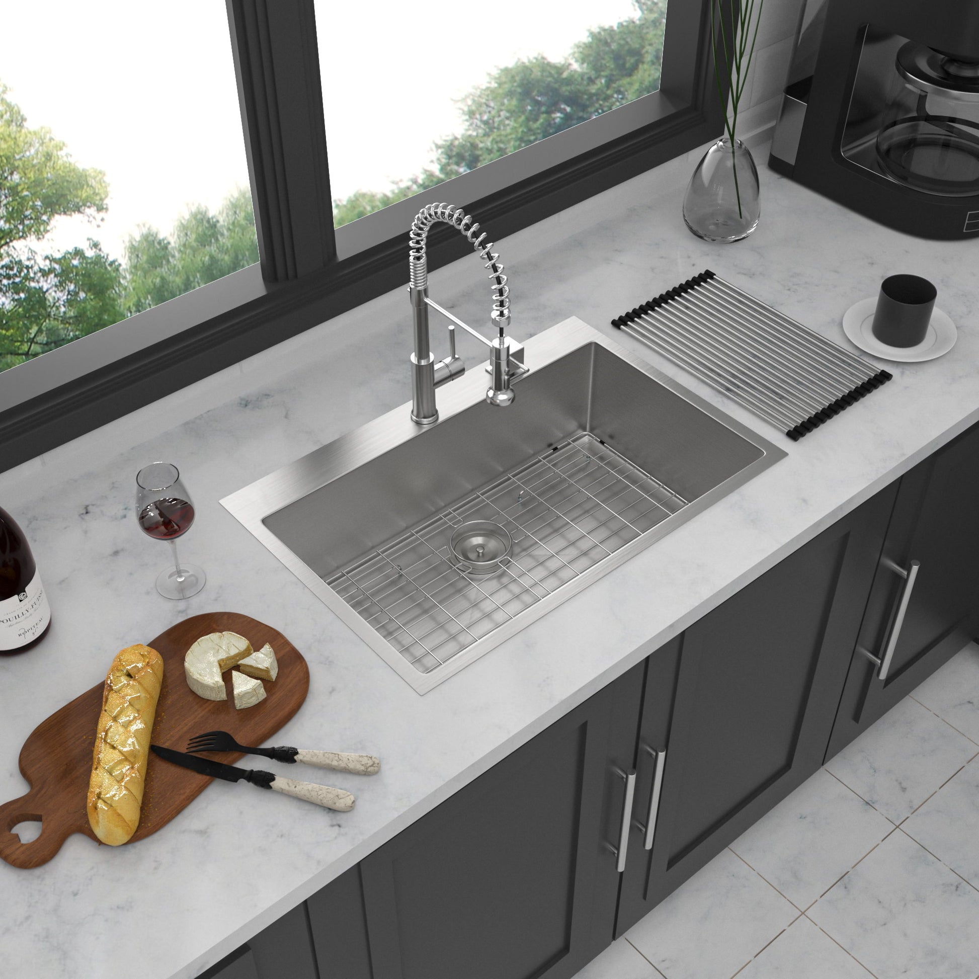Drop In Kitchen Sink, 16 Gauge Stainless Steel, Single Bowl, Topmount Basin Daily Nest