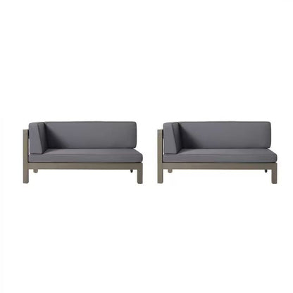 Aura - 2 Piece Outdoor Set With X Back Left Bench And Corner - Dark Gray Noble House