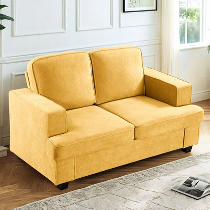 Modern Loveseat, Comfortable 2 Seater Couch With Deep Seating, Loose Back Cushions, Wide Arms US Pride