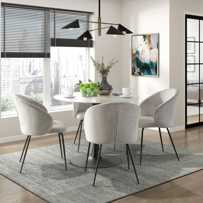 Velvet Upholstery Side Chairs 2 Piece Set With Metal Legs Modern Home Furniture - Beige Home Essentials