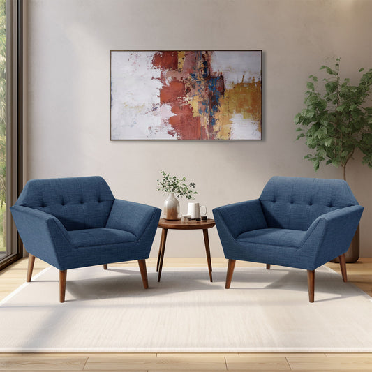 Newport - Wide Mid-Century Modern Lounge Chair (Set of 2) - Blue INK+IVY