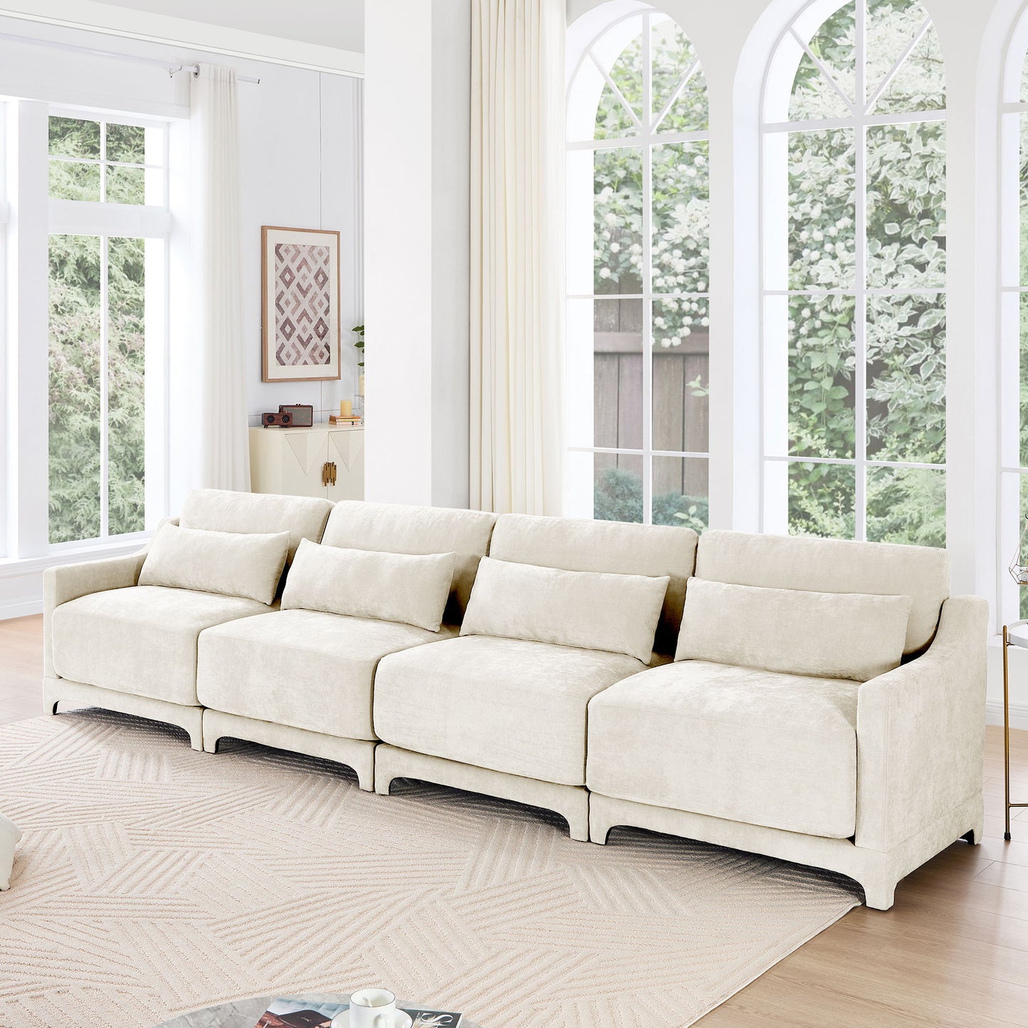 Elegant Sofa With Ergonomic Design And Lumbar Pillows Home Essentials