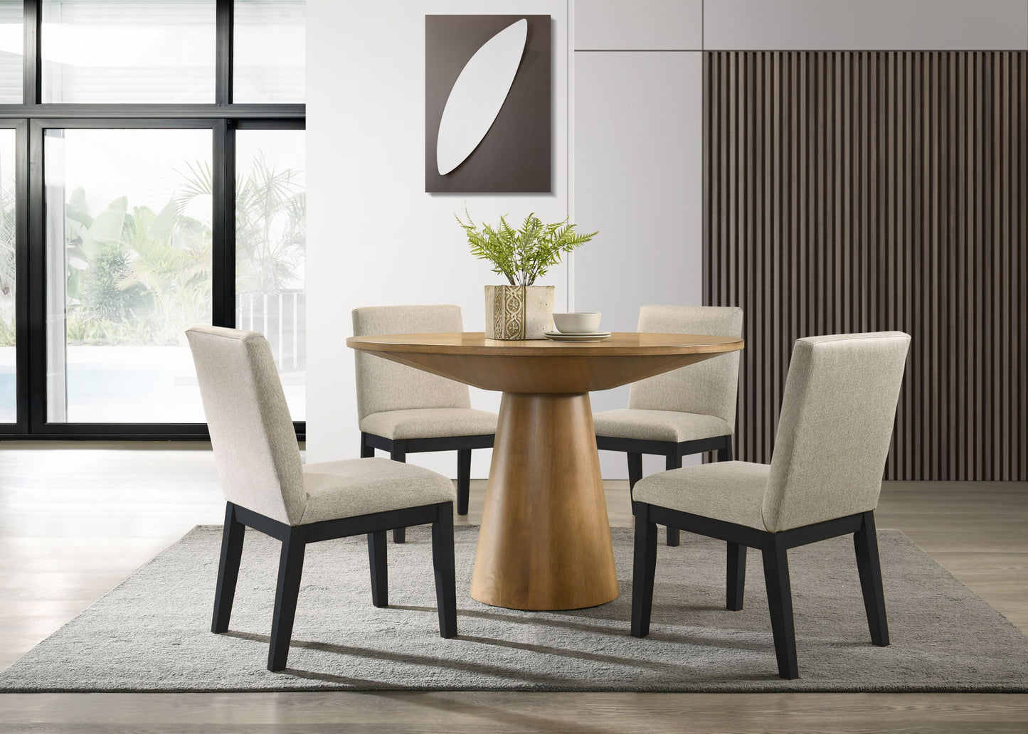 Jasper - Contemporary Round Dining Table With Black Finish Chairs Lilola Home