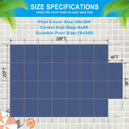 Pool Safety Cover, Fits 18 X 36Ft Rectangular Inground Winter Swimming Pools, High Strength Mesh - Blue Daily Nest