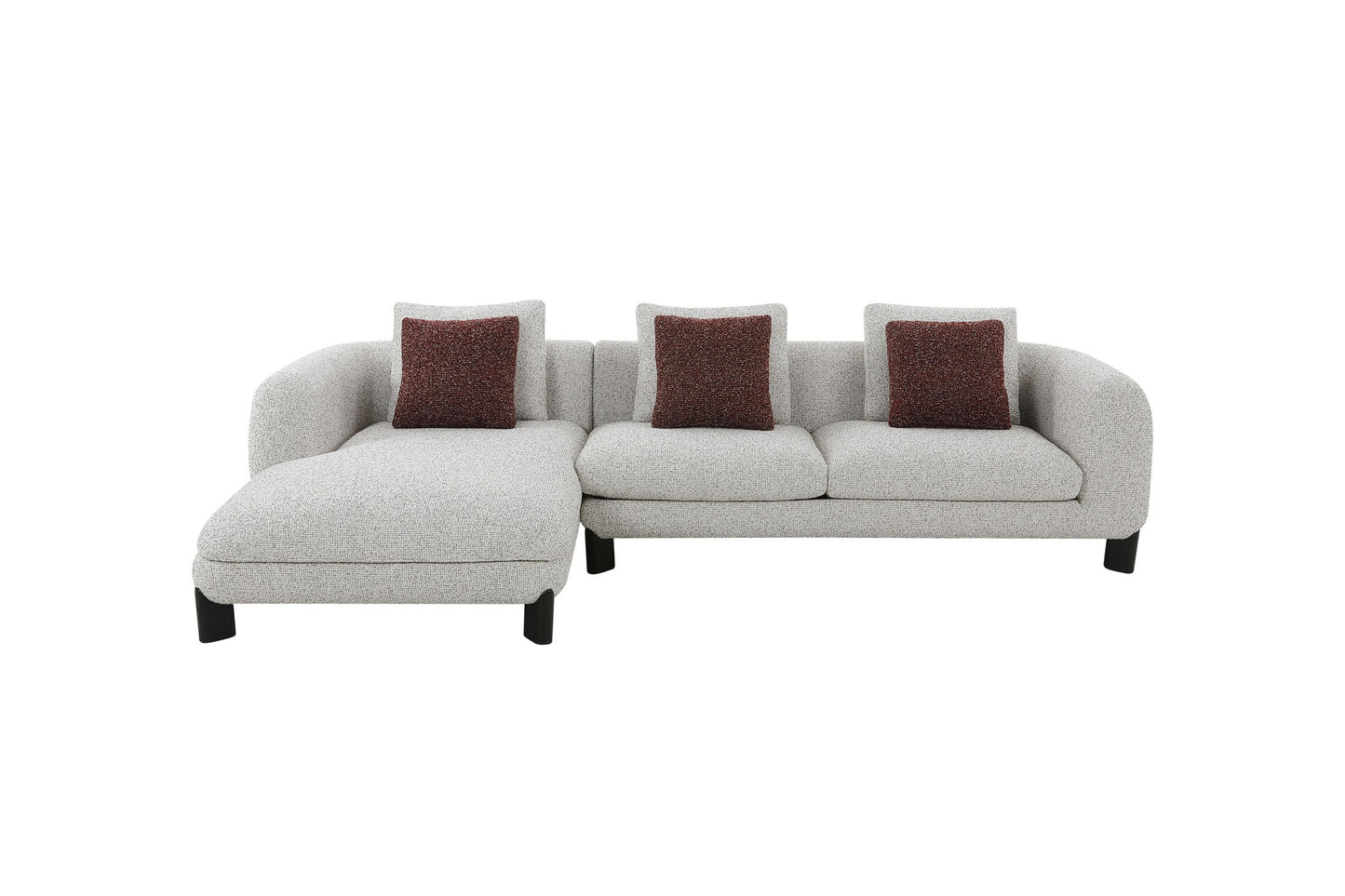 Mardi - Tweed Sectional Sofa With 3 Pillows - Maroon / Beige Acme