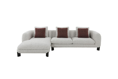 Mardi - Tweed Sectional Sofa With 3 Pillows - Maroon / Beige Acme