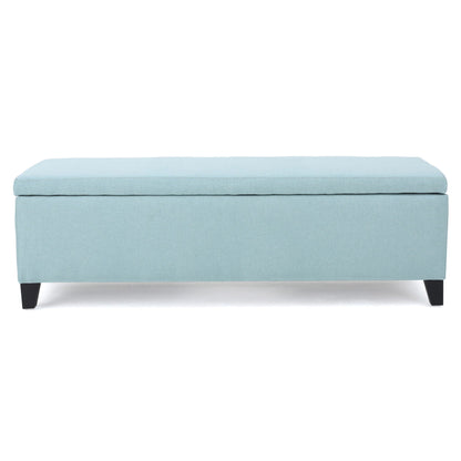 Contemporary Storage Ottoman Bench With Polyester Upholstery Noble House