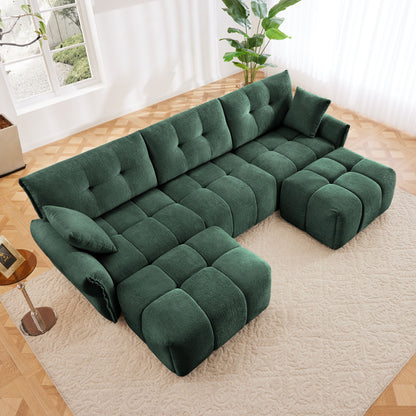 Sofa Set With Ottoman And Pillows, Textured, High Resilience Cushions Home Essentials