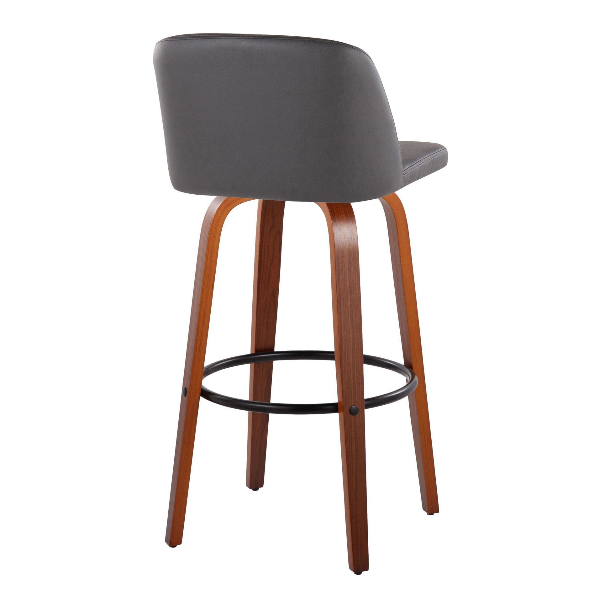 Toriano - Mid Century Modern Fixed Height Barstool Swivel And Round Footrest (Set of 2) Lumi Source