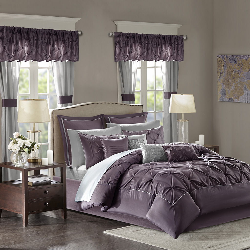 Joella - California King 24 Piece Room In A Bag - Plum Madison Park Essentials