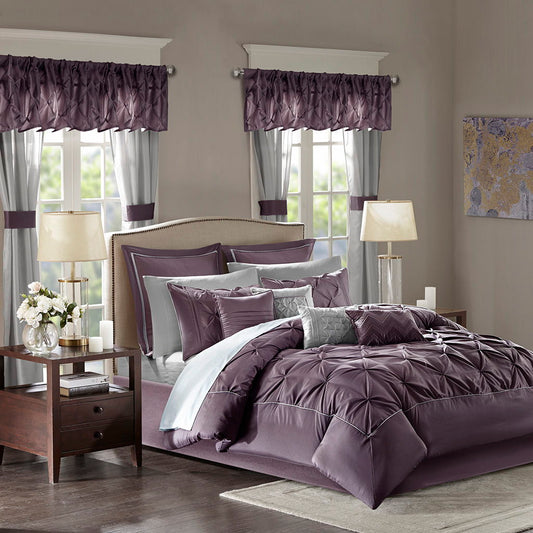 Joella - California King 24 Piece Room In A Bag - Plum Madison Park Essentials