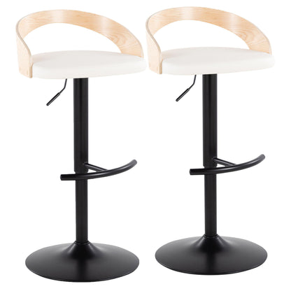 Grotto - Contemporary Adjustable Barstool With Swivel & Rounded T Footrest (Set of 2) Lumi Source