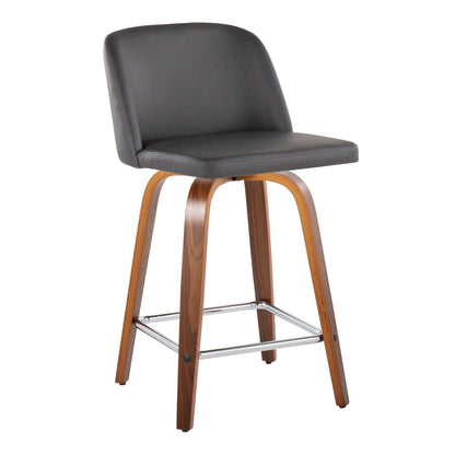 Toriano - Mid Century Modern Fixed Height Counter Stool With Swivel And Square Footrest (Set of 2) Lumi Source
