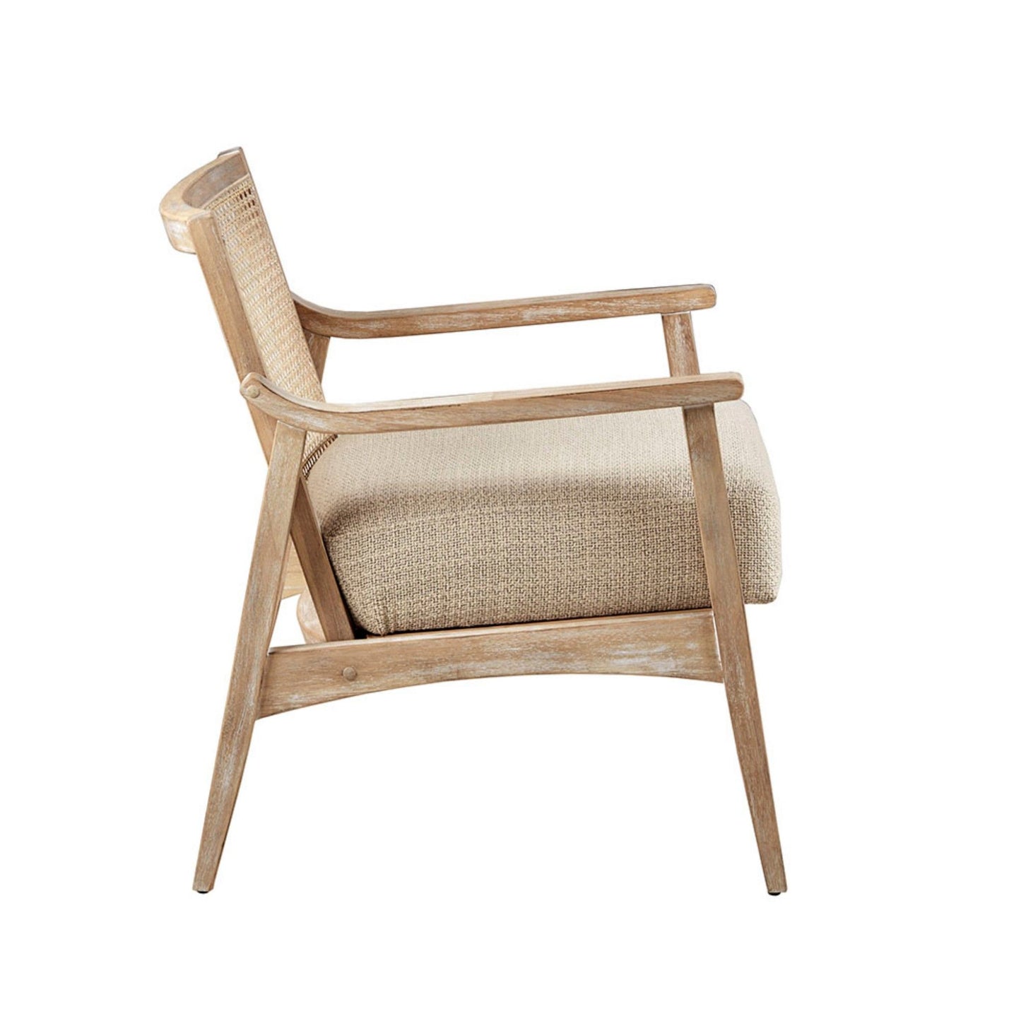 Chair With Cane Inset Back And Upholstered Seat - Light Brown JLA