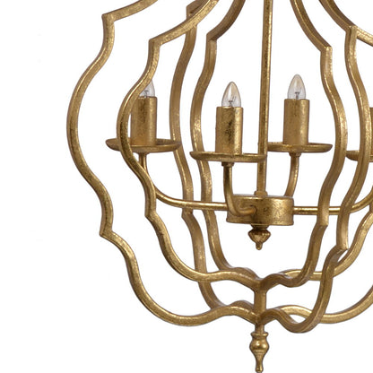 4 Light Metal Chandelier, Hanging Light Fixture With Adjustable Chain For Kitchen Dining Room Foyer Entryway, Bulb Not Included - Gold