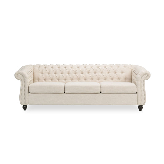 Chesterfield Style 3 Seater Sofa With Deep Button Tufting Noble House