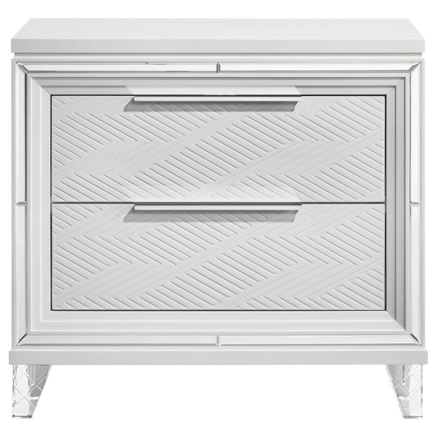 Marmore - 2-Drawer Nightstand Bedside Table - White Coaster Fine Furniture