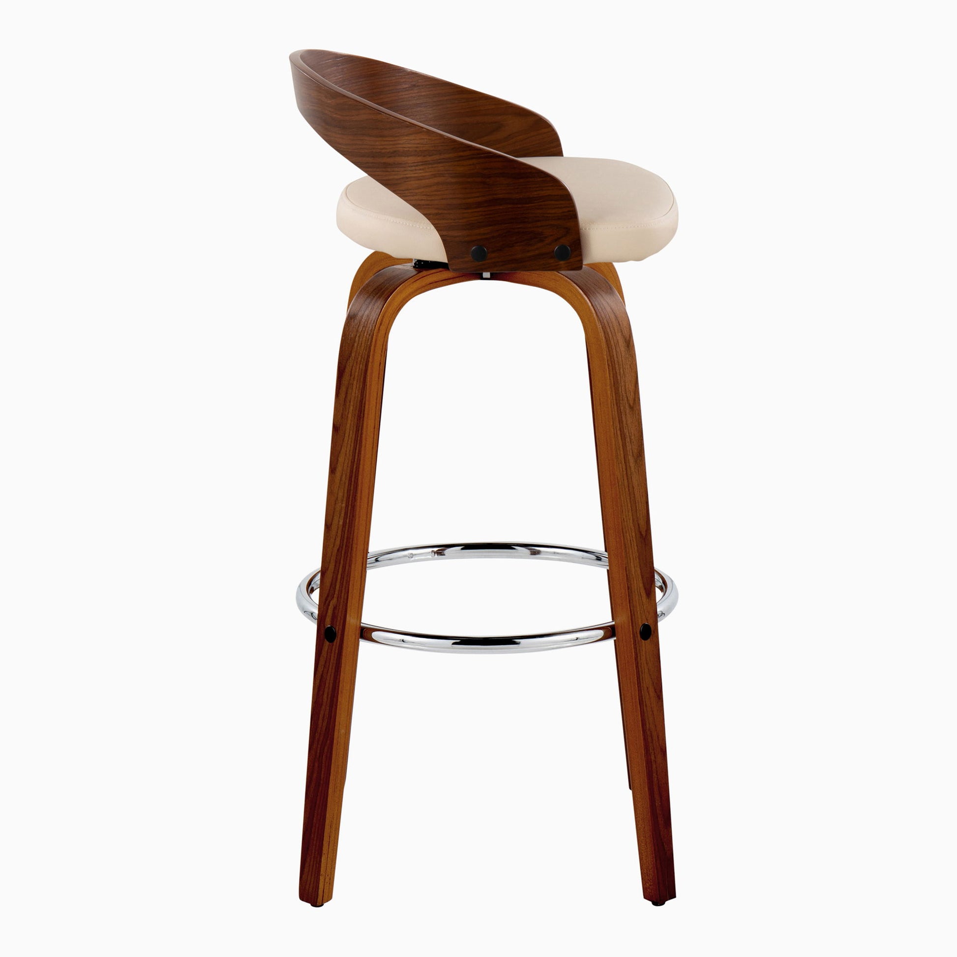 Grotto - Contemporary Fixed Height Barstool With Swivel With Round Footrest (Set of 2) Lumi Source