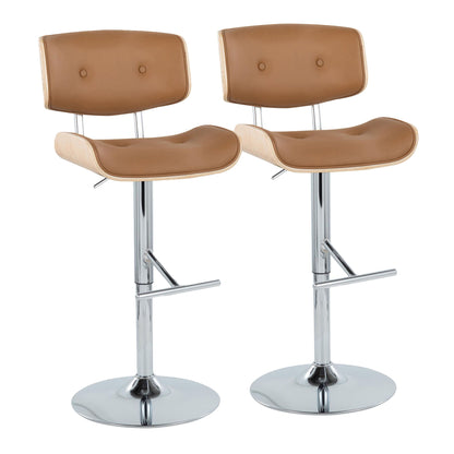 Lombardi - Contemporary Adjustable Barstool With Swivel With Straight T Footrest (Set of 2) Lumi Source