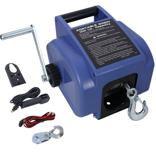 Reversible Electric 12V Trailer Winch For Boats Up To 6000 Lbs With Galvanized Wire Rope And Casing - Blue Daily Nest