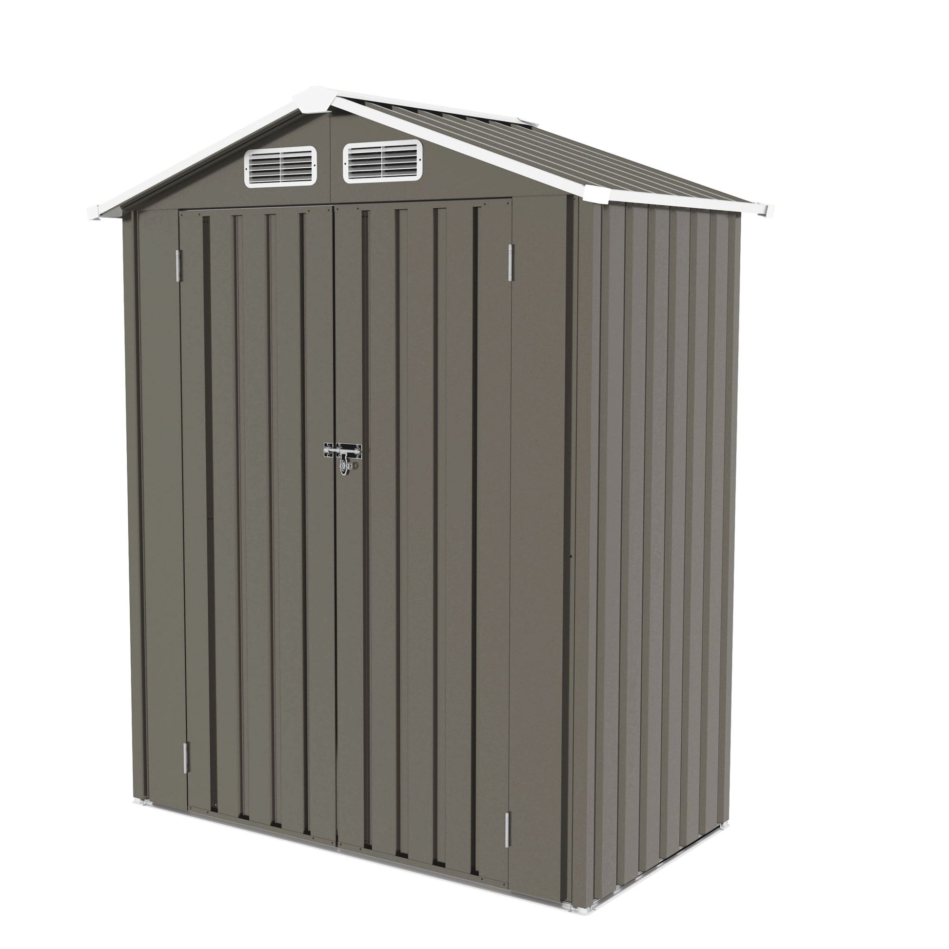 5 X 3 Ft Compact Metal Outdoor Storage Shed With Pitched Roof, Lockable Door - Gray Daily Nest