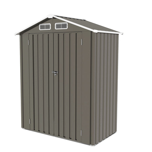 5 X 3 Ft Compact Metal Outdoor Storage Shed With Pitched Roof, Lockable Door - Gray Daily Nest