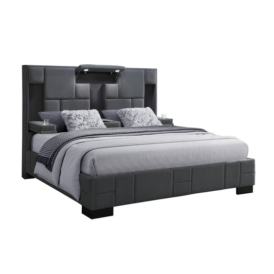 Yaris - Contemporary Bed With Wireless Charging And LED Lights Global Furniture USA