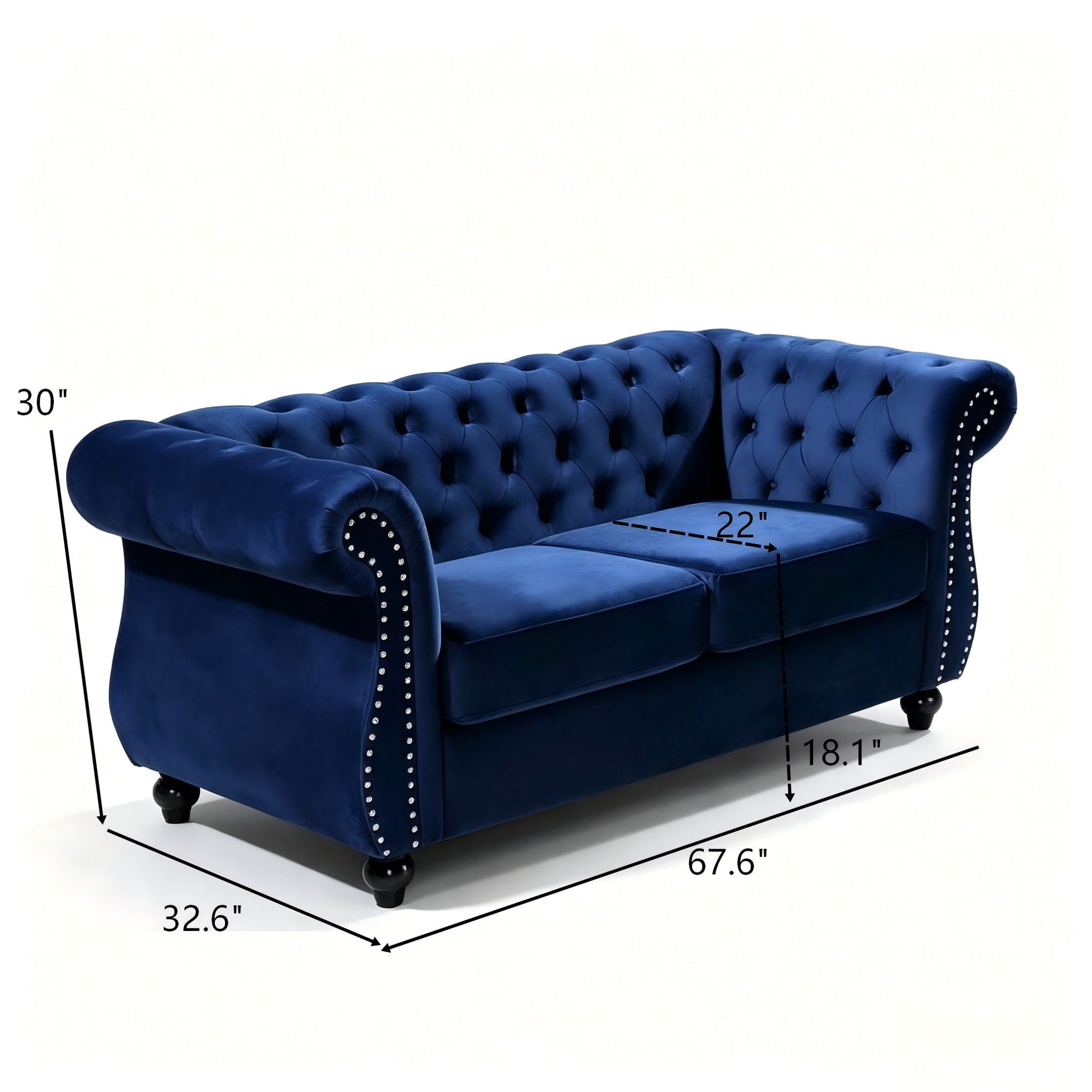 Chesterfield Button Tufted Loveseat With Rolled Arms US Pride