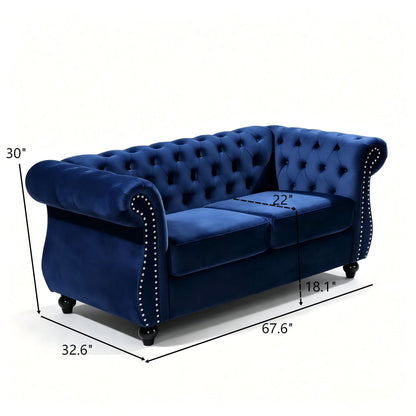 Chesterfield Button Tufted Loveseat With Rolled Arms US Pride