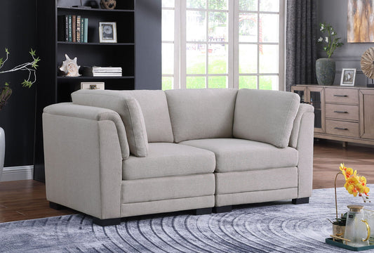 Kristin - Linen Fabric Loveseat - Light Gray Lilola Home
