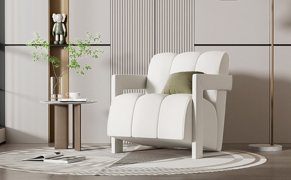 Modern Minimalist Leisure Armchair With L Shaped Armrests Hearth and Haven