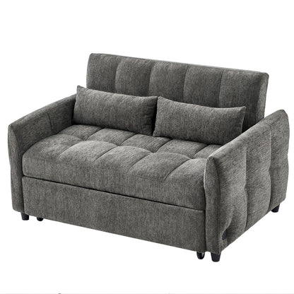 Loveseat Sofa Pull-Out Bed With Adjustable Backrest, 3 USB Ports And 2 Lumbar Pillows For Living Room Hearth and Haven