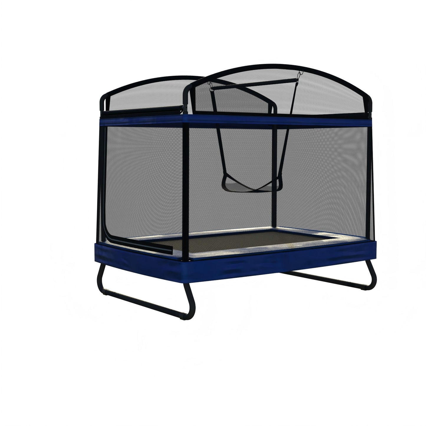 Outdoor Square Trampoline For Kids And Adults With Protective Net And Swing 4 X 6Ft - Black / Blue Daily Nest