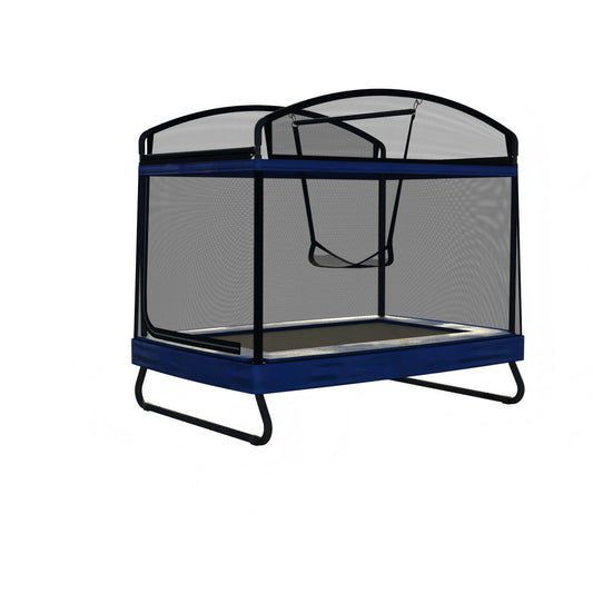 Outdoor Square Trampoline For Kids And Adults With Protective Net And Swing 4 X 6Ft - Black / Blue Daily Nest
