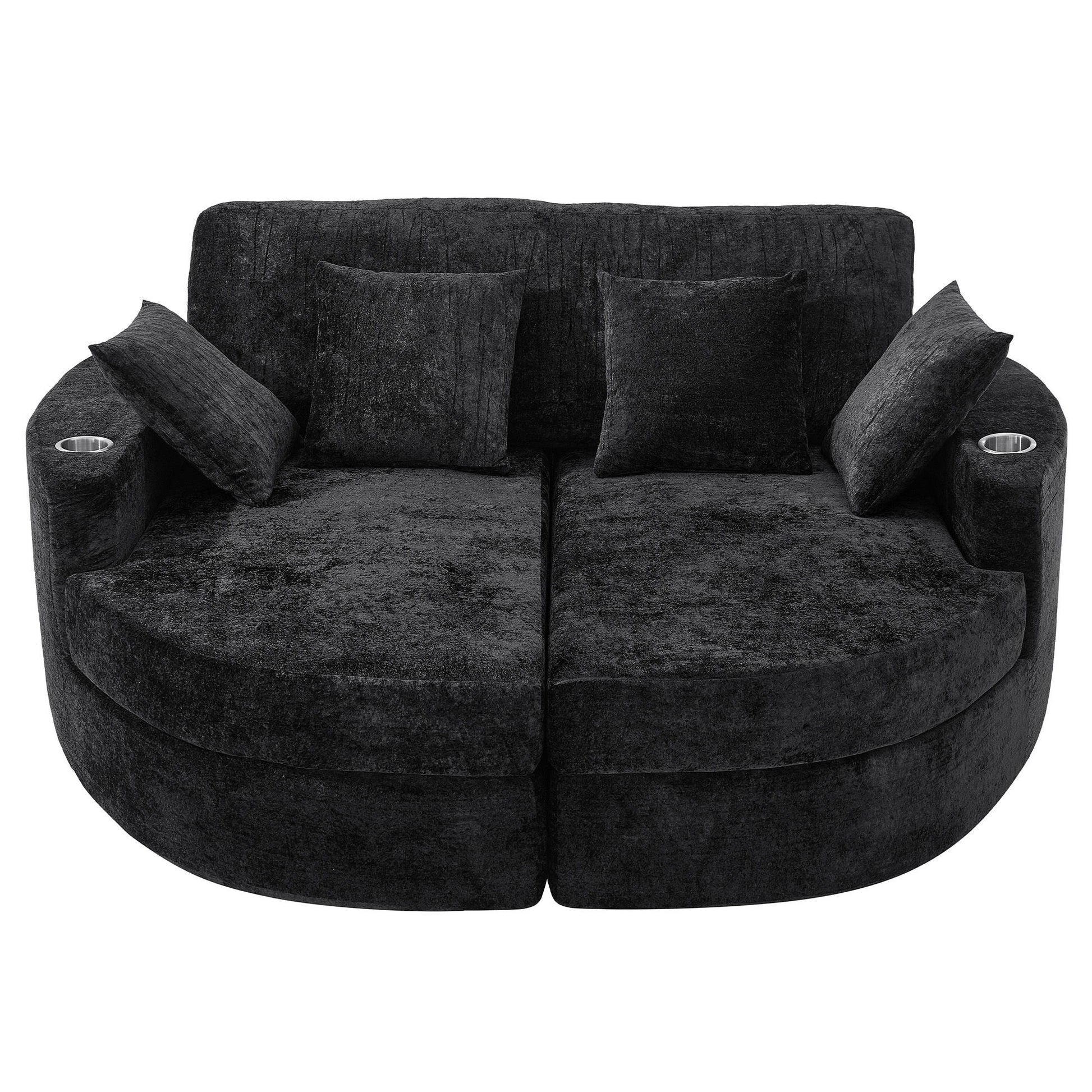 Boneless Design Upholstered Sofa Bed With Cup Holders Hearth and Haven