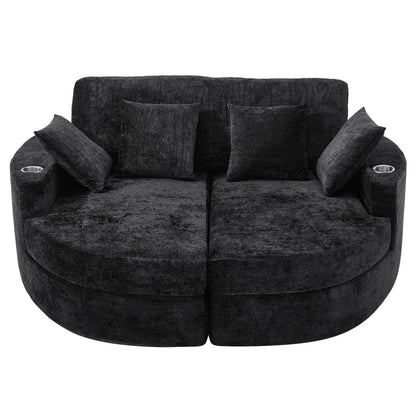 Boneless Design Upholstered Sofa Bed With Cup Holders Hearth and Haven