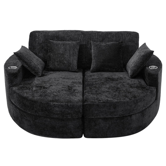 Boneless Design Upholstered Sofa Bed With Cup Holders Hearth and Haven