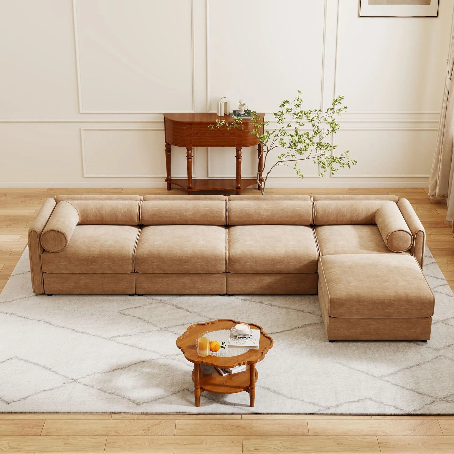 Contemporary Elegant White Chenille Sofa With Storage And Ottoman Home Essentials