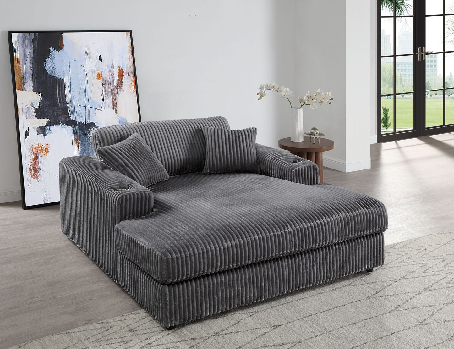 Hilde Chaise - With 2 Pillows - Dark Gray Acme