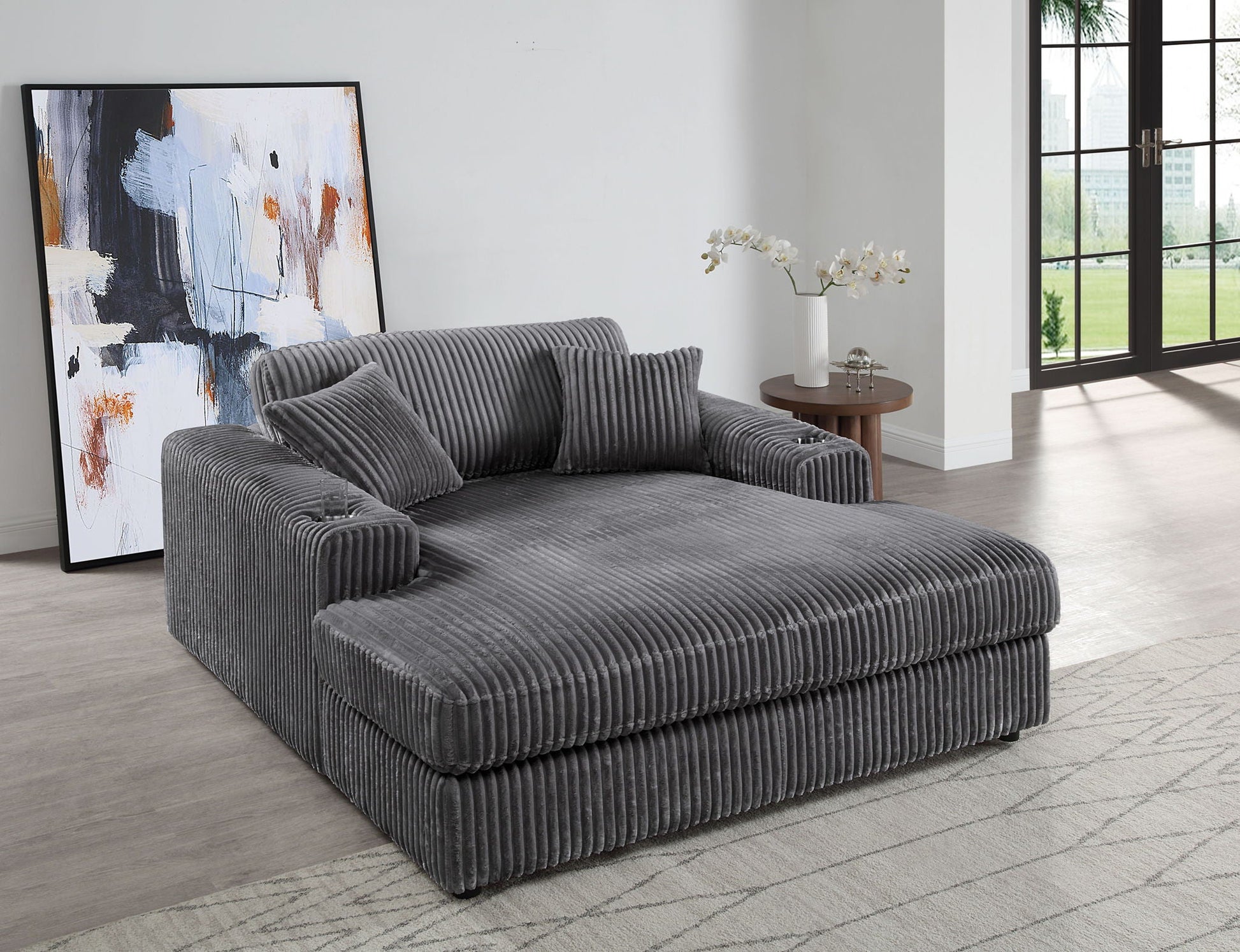 Hilde Chaise - With 2 Pillows - Dark Gray Acme