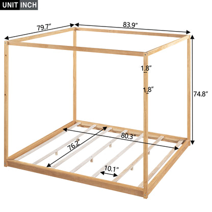 Wood Canopy Platform Bed With Support Legs And Airflow Slats Hearth and Haven