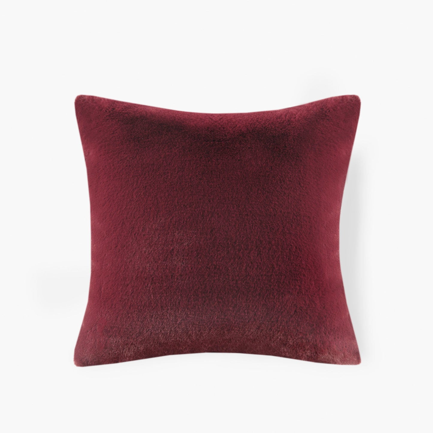 Sable - Solid Faux Fur Square Decor Pillow - Burgundy