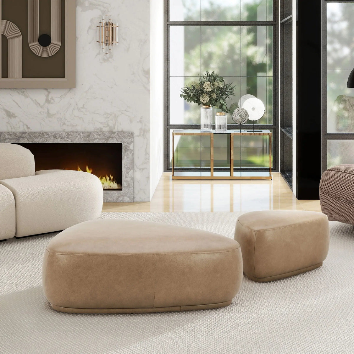 Pebble - Rounded Triangle Cocktail Ottoman Jennifer Taylor Home