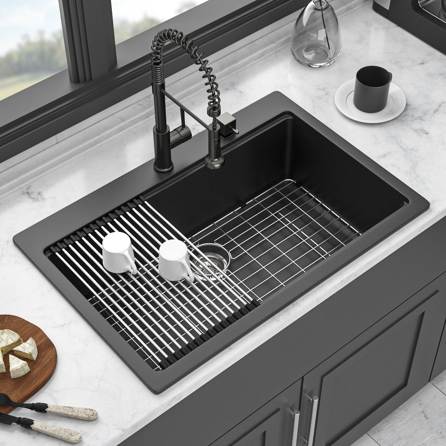 Granite Composite Quartz Kitchen Sink With Workstation Features And Drop In Design Daily Nest