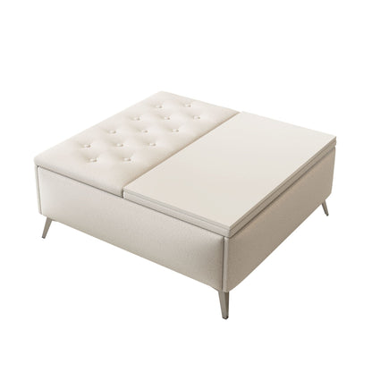 Modern Square Storage Ottoman Coffee Table With Lift-Top Design Home Essentials
